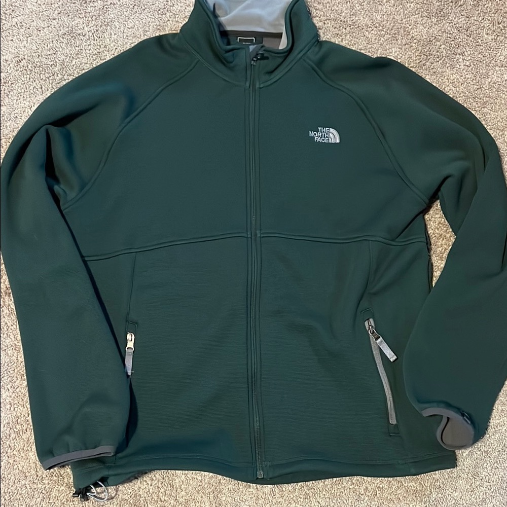 The North Face Performance Jacket in Deep Forest Green with Stand-Up Collar